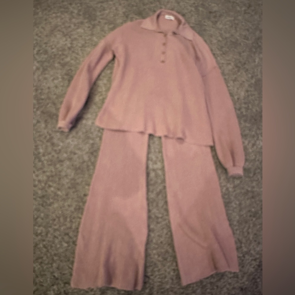 In Bloom Mauve Knit Sweater Set